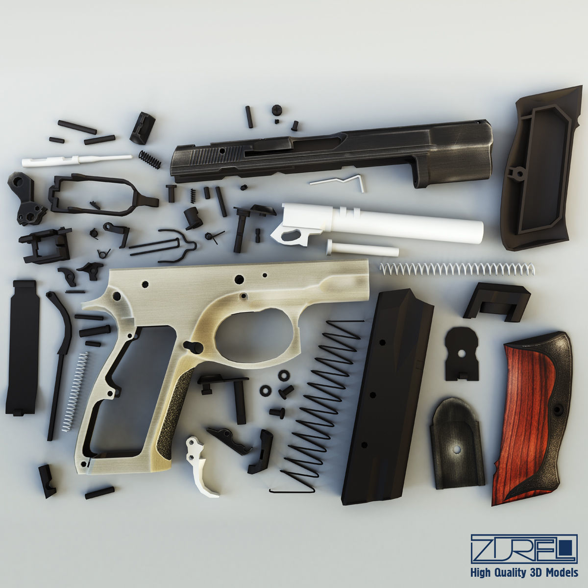 CZ 75 Low Poly v 1 Low-poly 3D model_7