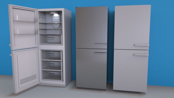 Fridge with Interior - Lightmapped - Octane support Low-poly 3D model