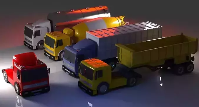 Truck collection 1 group of trucks 3D model