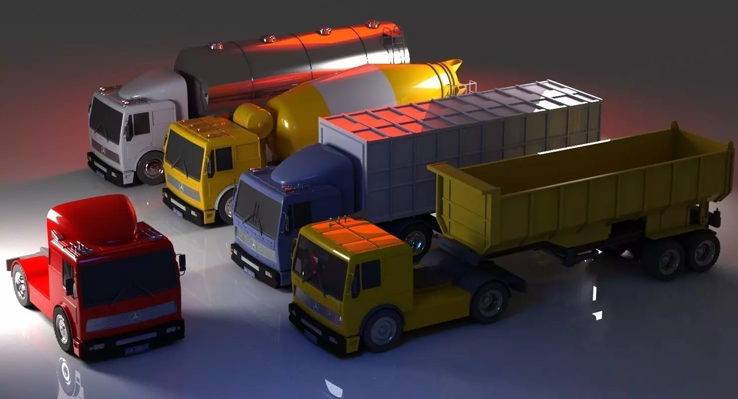 Truck collection 1 group of trucks 3D model_0