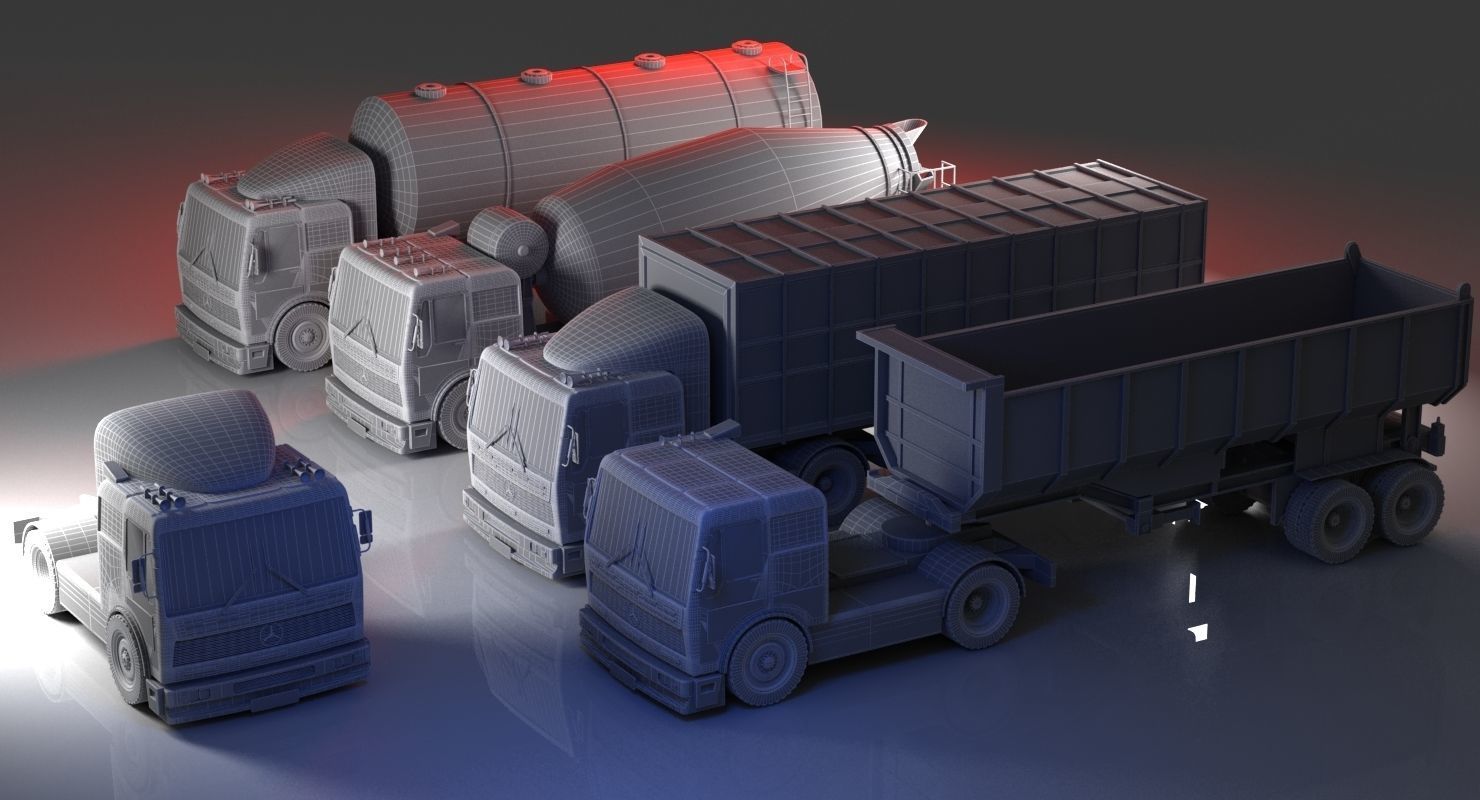 Truck collection 1 group of trucks 3D model_5