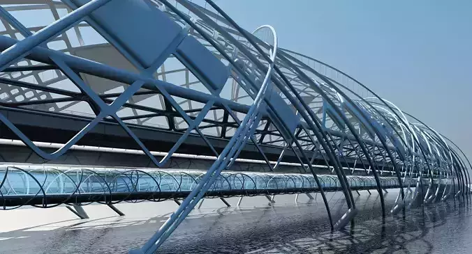 Futuristic Suspension Bridge 2 3D model