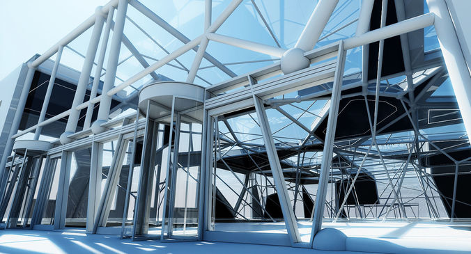 Futuristic Building Interior Exterior 3D model