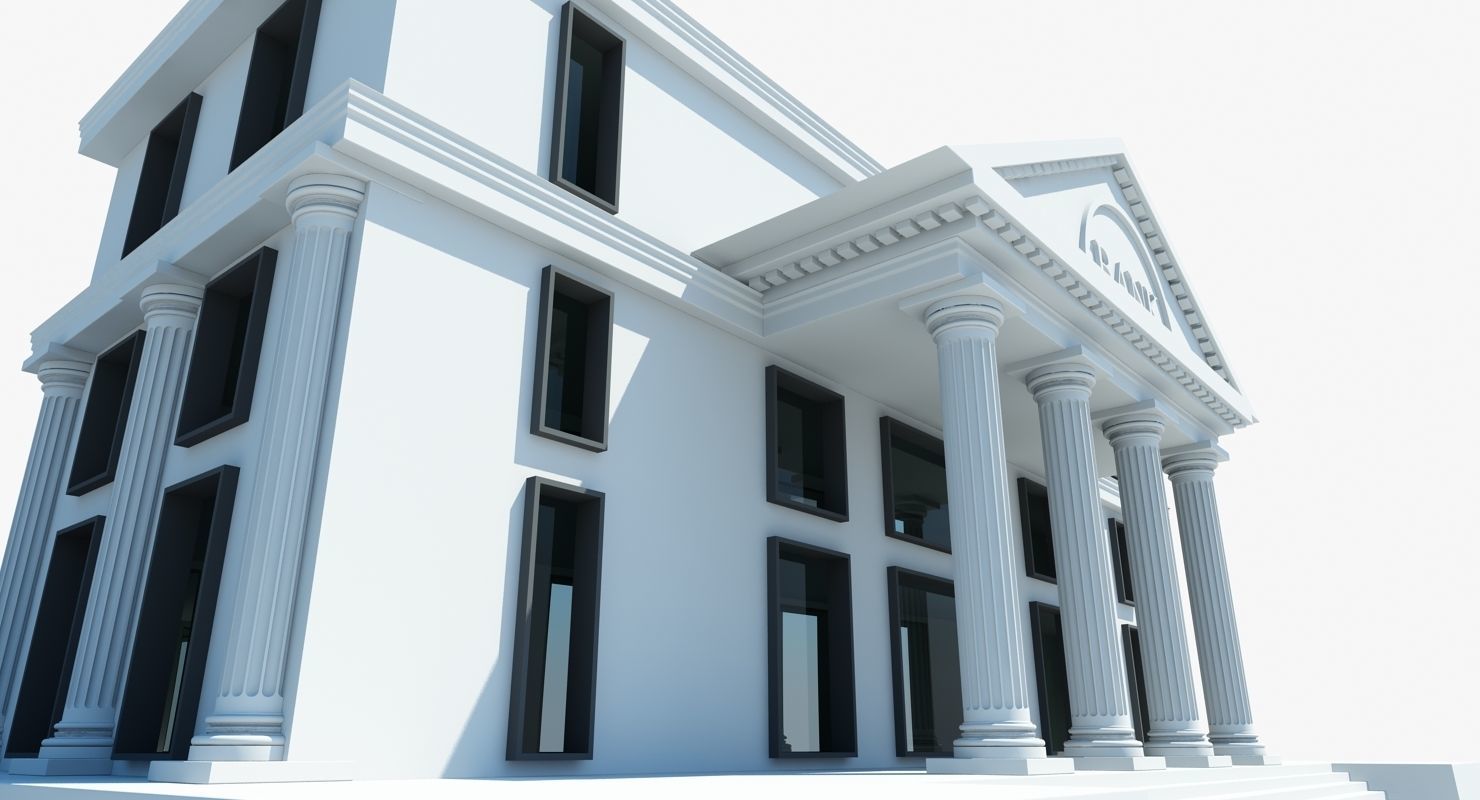 Bank Building Symbol 3D model_2