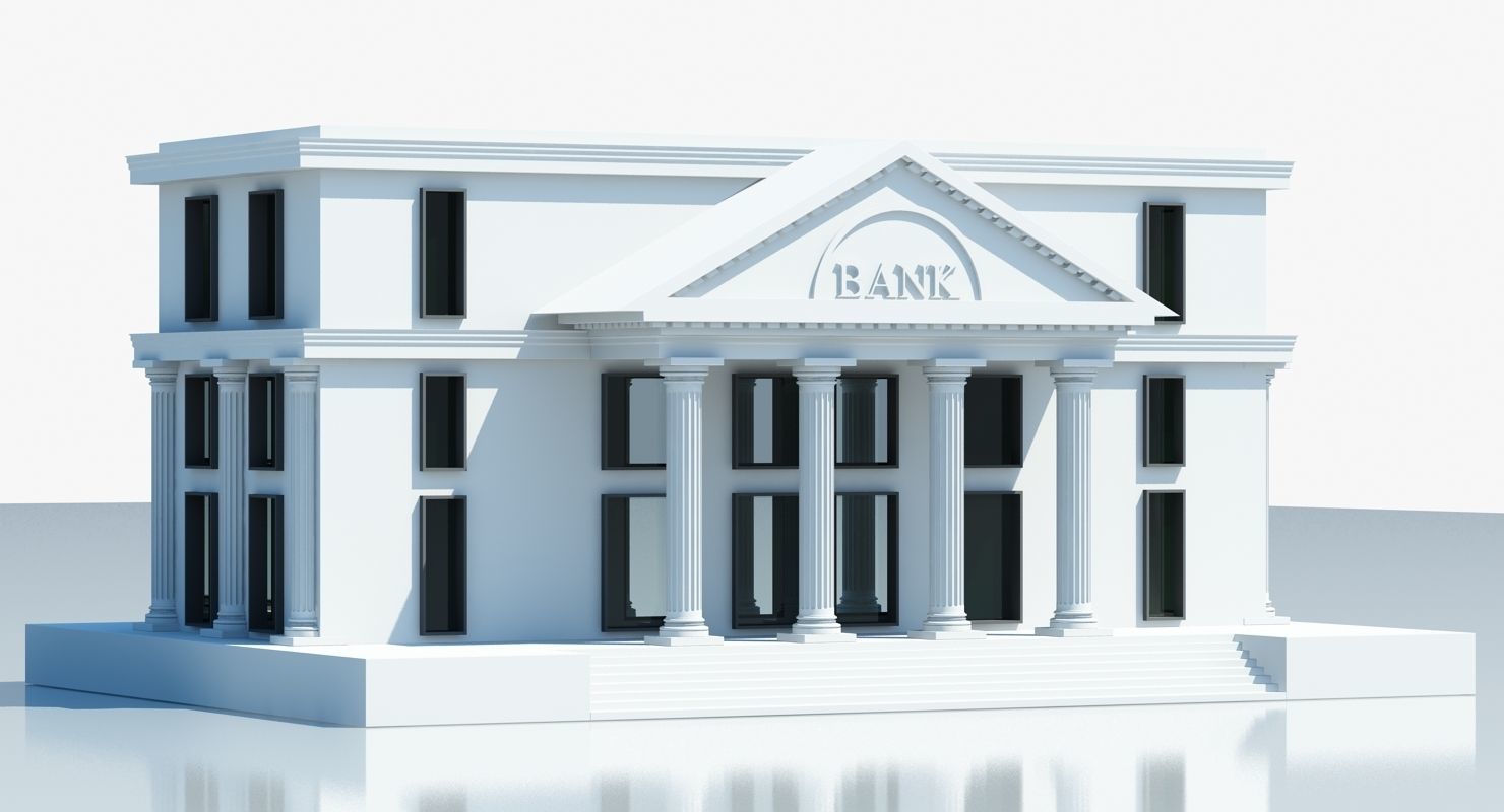 Bank Building Symbol 3D model_1
