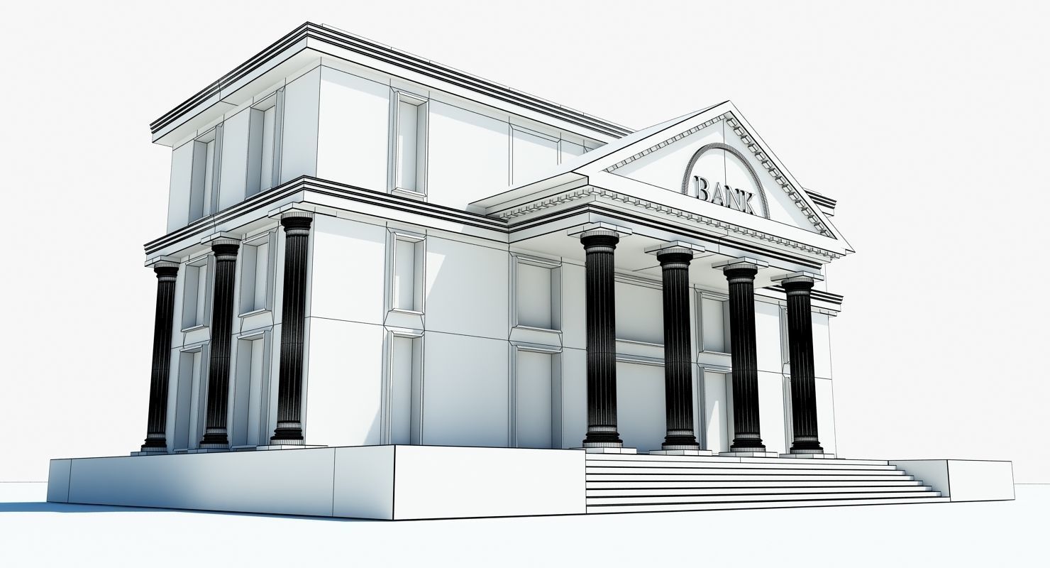 Bank Building Symbol 3D model_10
