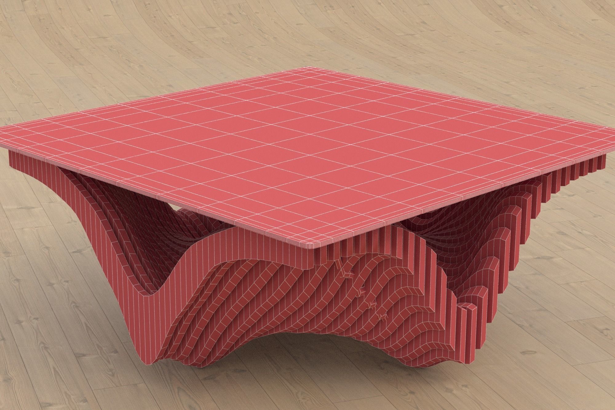 Parametric table Low-poly 3D model_6