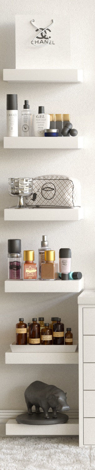 Dressing table with cosmetics for lady 3D model_2