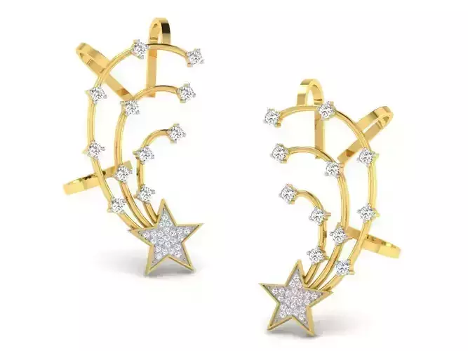 Star Design Golden Earrings