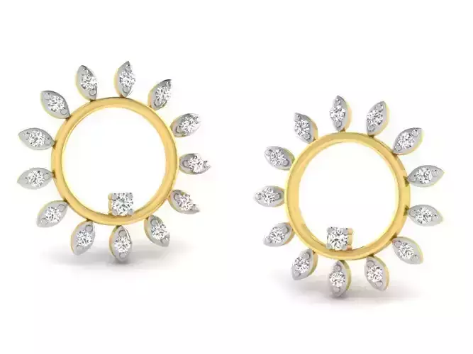 Flower Shape Earrings With Diamonds