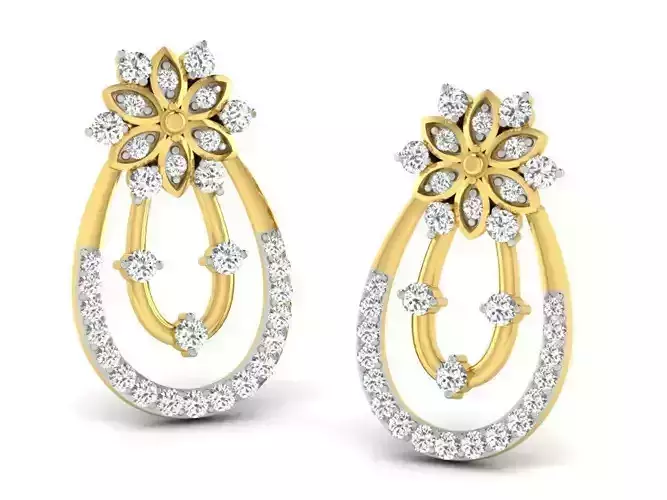 Drop Shaped Drop Earrings With Diamonds  12