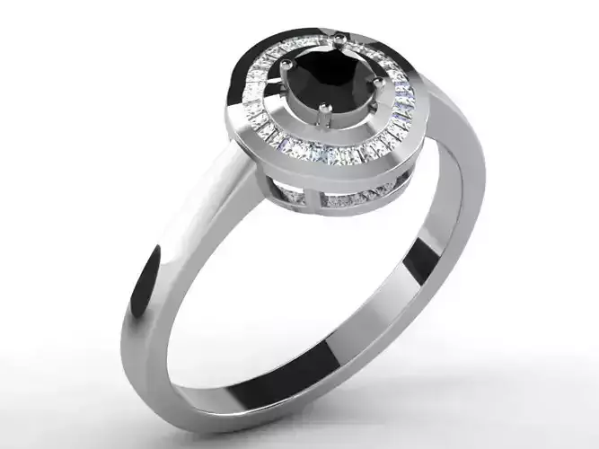 Round Halo Ring With Gemstone