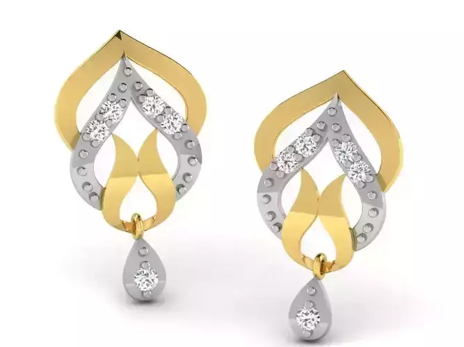 Drop Shape Drop Earrings With Diamonds 