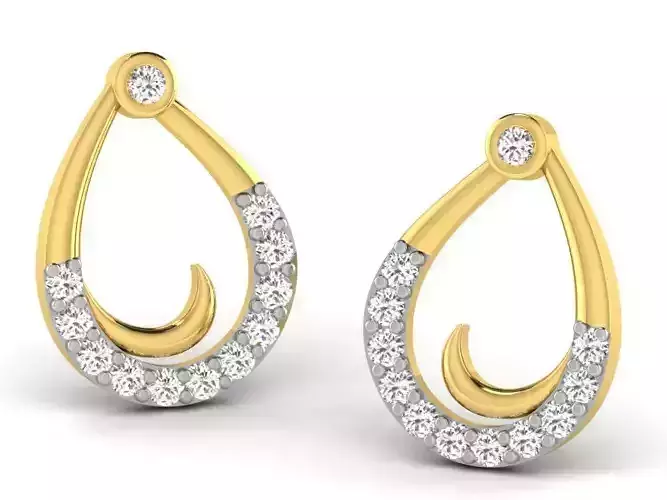 Drop Shape Drop Earrings With Diamonds  2 3D print model