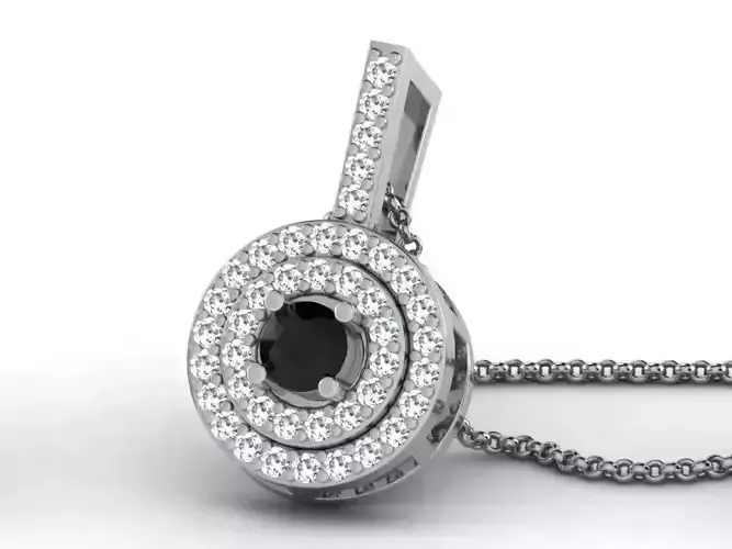 Round Shape Halo Pendant with Gemstone