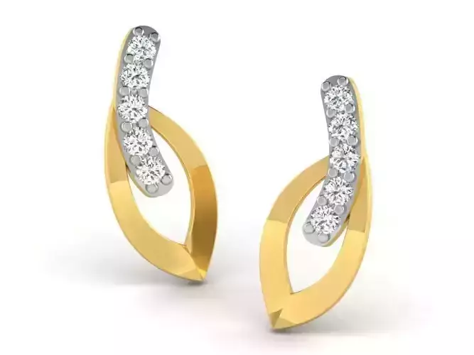 Leaf Shape Drop Earrings With Diamonds 