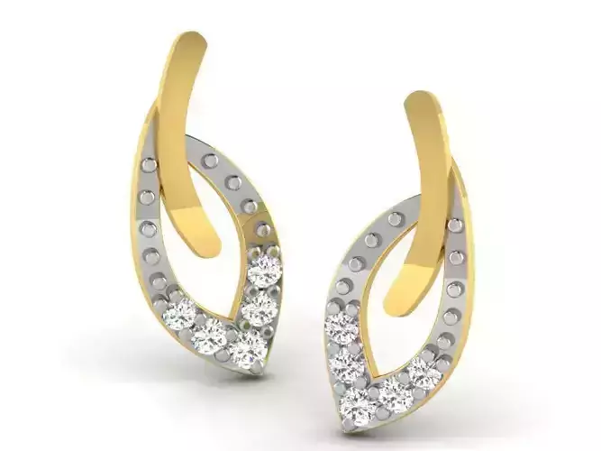 Leaf Shape Drop Earrings With Diamonds 1 3D print model