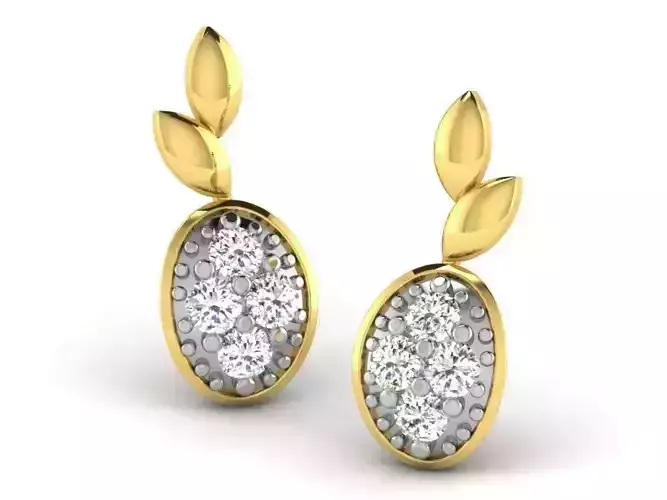 Oval Shaped Ear Studs With Diamonds 3