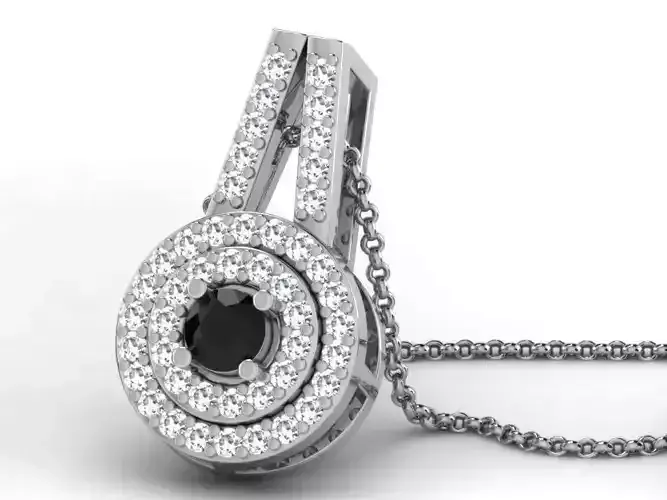 Round Shape Halo Pendant with Gemstone 1