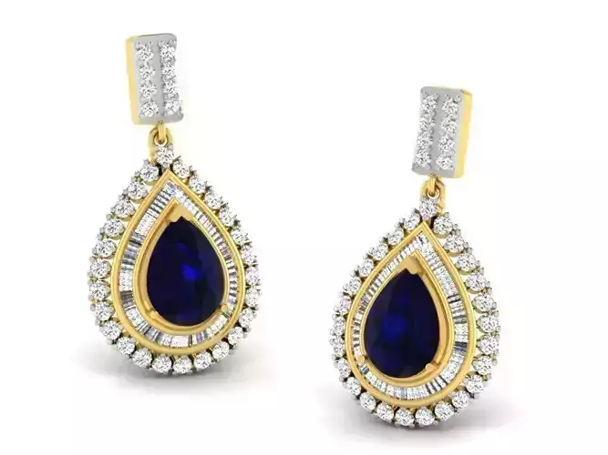 Drop Shape Drop Earrings With Sapphire