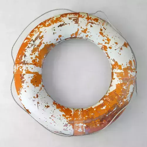 Large Vintage Nautical Orange and White Life Preserver 3D model