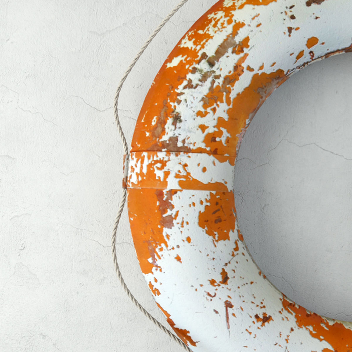 Large Vintage Nautical Orange and White Life Preserver 3D model_4