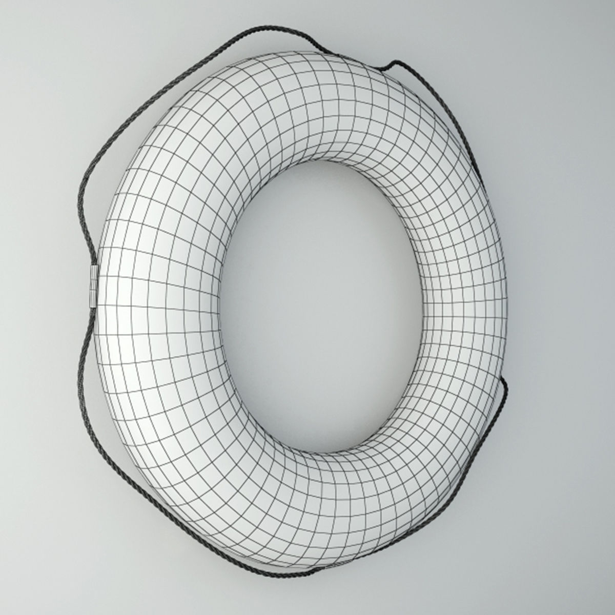 Large Vintage Nautical Orange and White Life Preserver 3D model_3