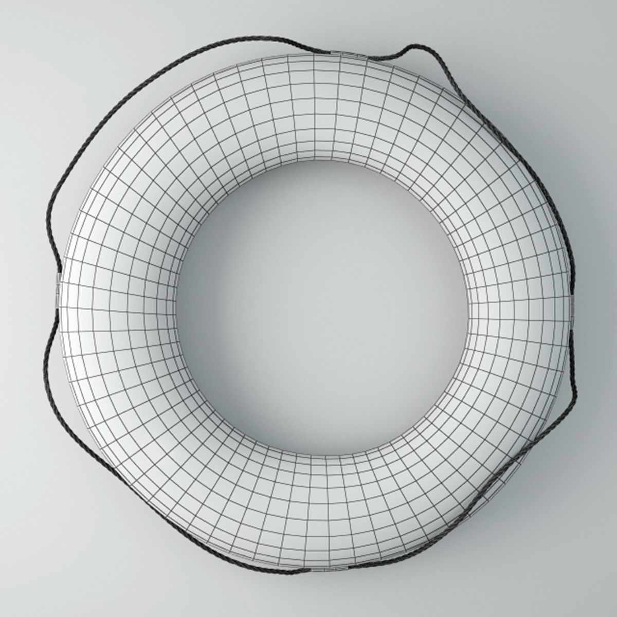 Large Vintage Nautical Orange and White Life Preserver 3D model_1