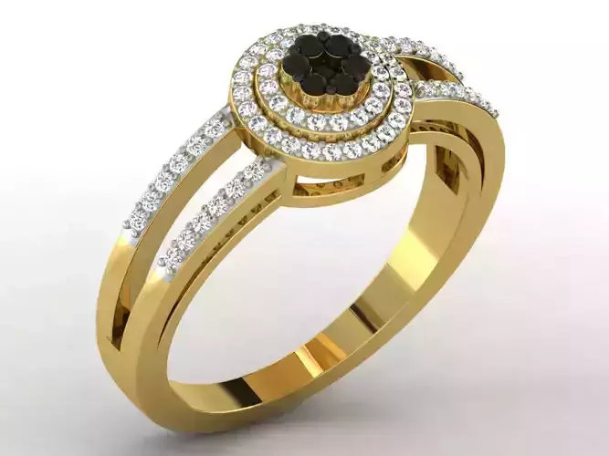 Round Golden Engagement Ring With Diamond