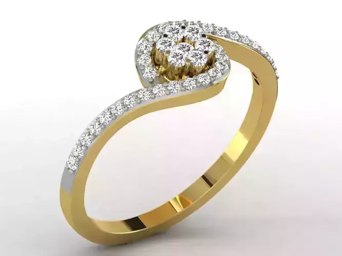 Swirl Loop Golden Ring With Diamonds