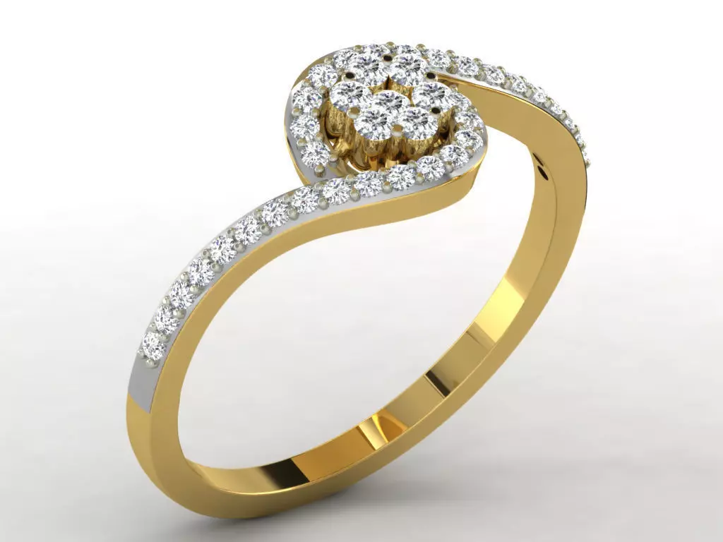 Swirl Loop Golden Ring With Diamonds 3D print model