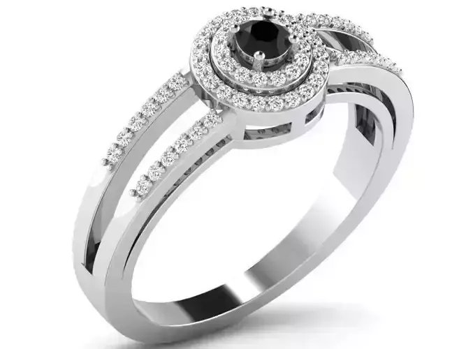 Round Shape Halo Ring with Gemstone