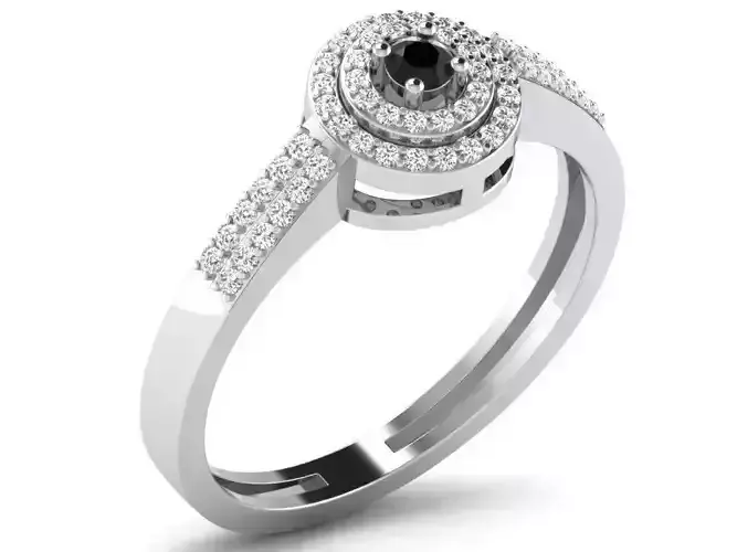 Round Shape Halo Ring with Gemstone 1