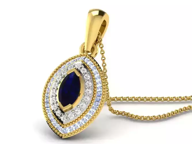 Boat Shaped Halo Pendant With Diamonds 3D print model