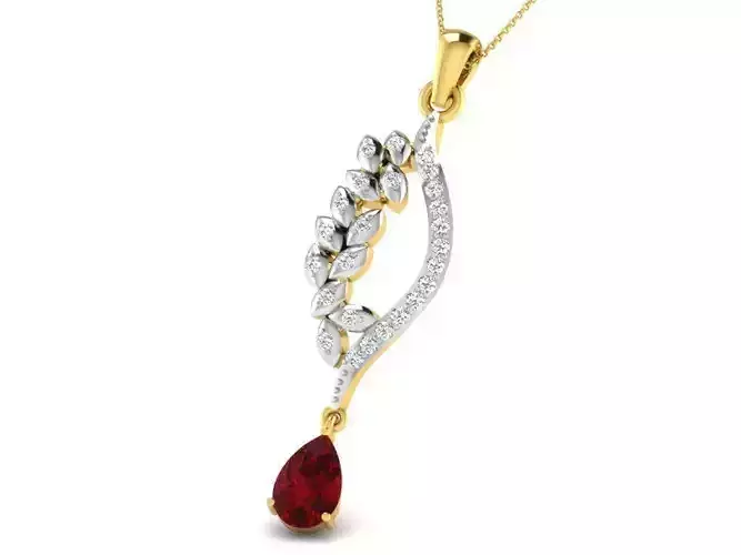 Floral Design Pendant with Ruby