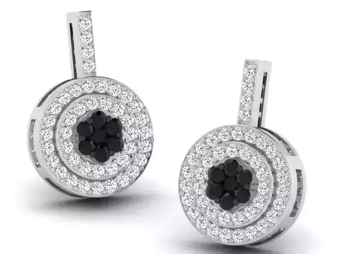 Round Shape Halo Drop Earrings with Gemstone 2
