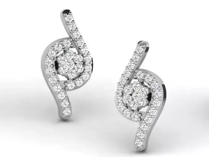 Swirl Halo Ear Studs With Diamonds