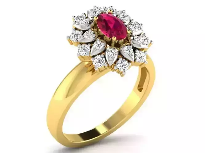 Flower Shaped Ring With Gemstone