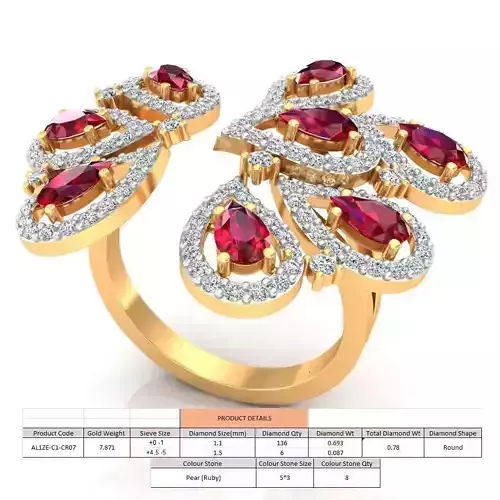 Flower Shaped Ring With Gemstone 1