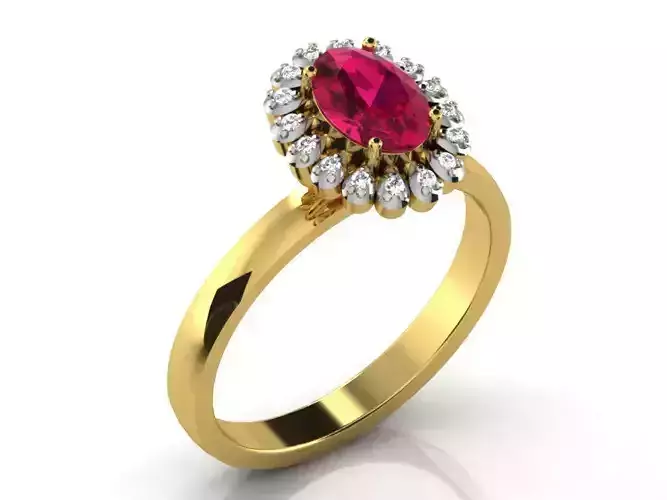 Oval Flower Shaped Ring With Gemstone 1