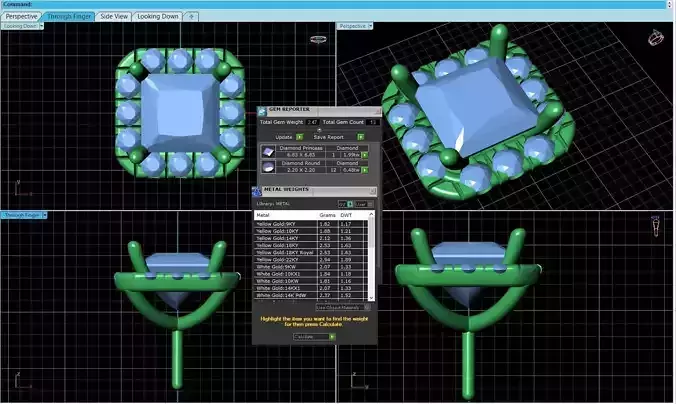 Square Shaped Pendant With Gem