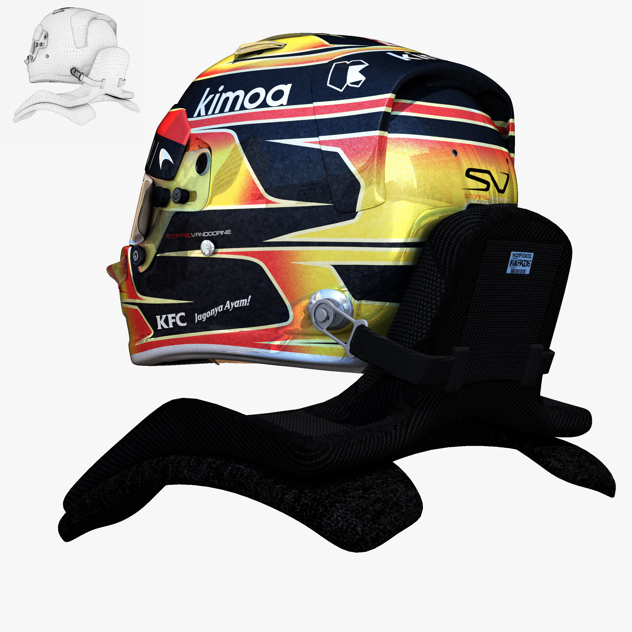 Vandorne helmet 2018 Low-poly 3D model_9