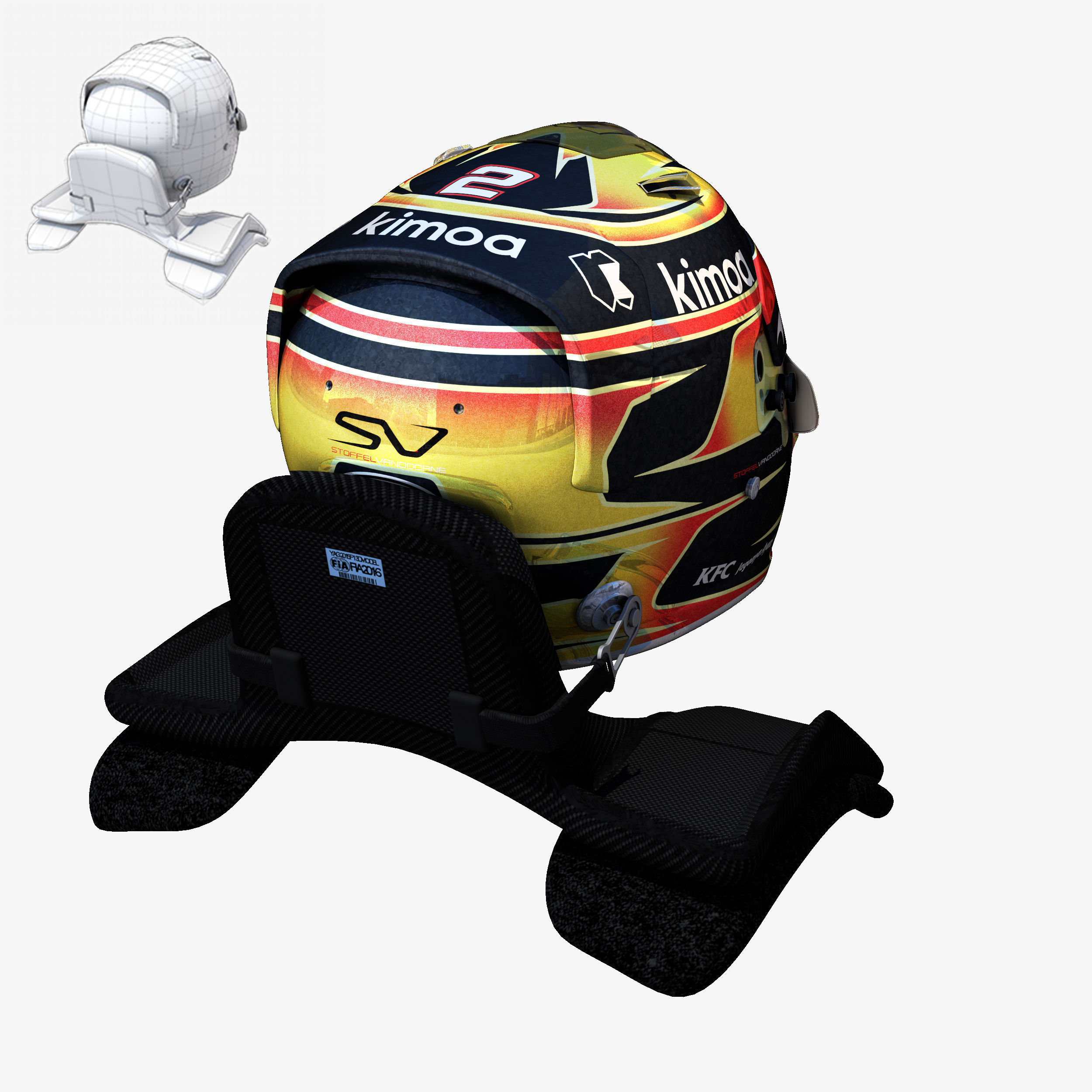 Vandorne helmet 2018 Low-poly 3D model_3