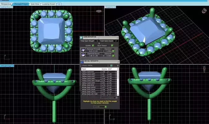 Square Shaped Pendant With Gem 1