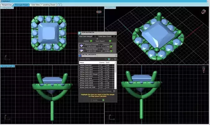 Square Shaped Pendant With Gem 3