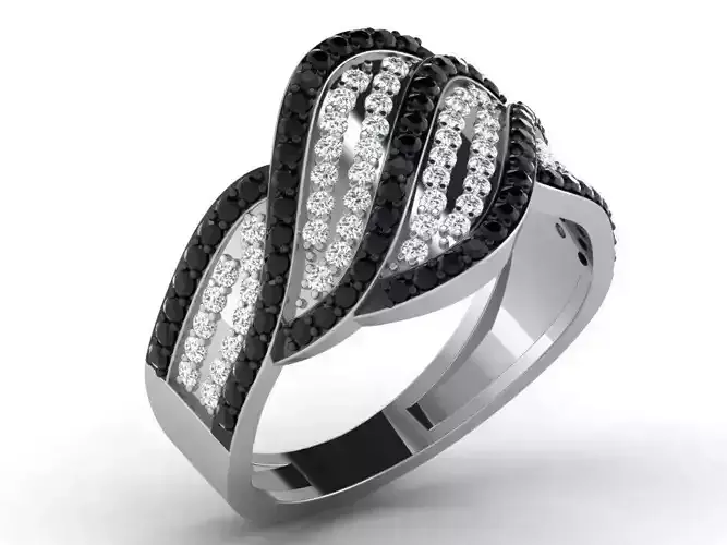Swirl Ring With Diamonds And Gems