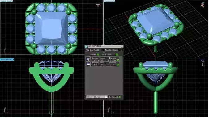 Square Shaped Pendant With Gem 4