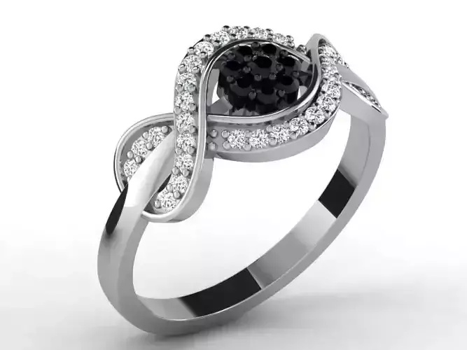 Silver Twisted Ring with Diamonds