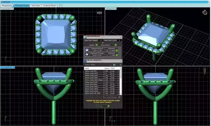 Square Shaped Pendant With Gem 5