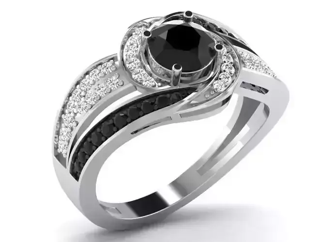 Swirl Loop Ring With Diamonds and Gems